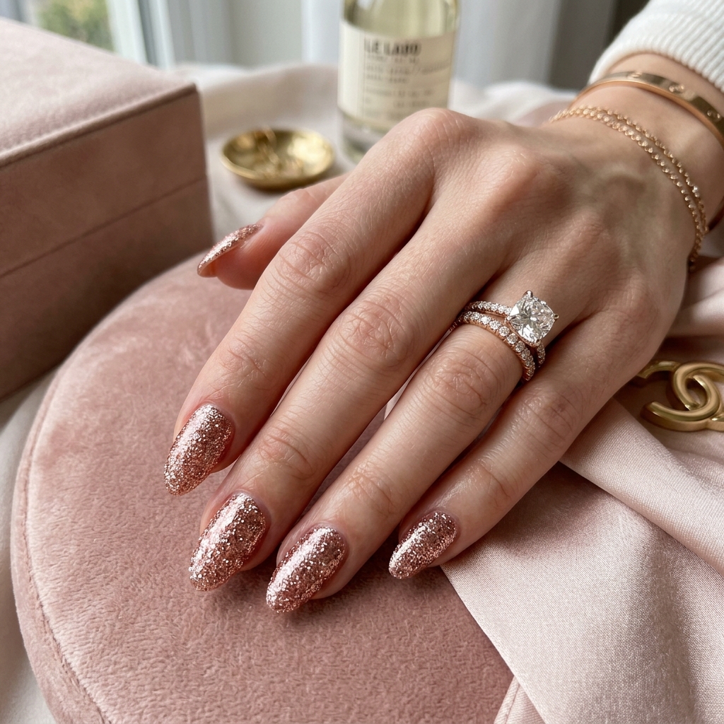 Rose gold glitter details